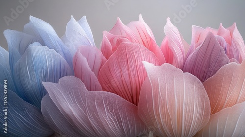 Pastel colored tulip flower petals arranged closely together
