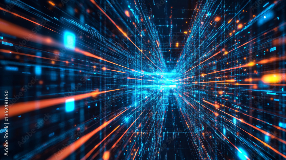 Digital cyberspace and digital data network connections concept. Transfer digital data hi-speed internet, Future technology digital abstract background concept. 3d rendering Digital cyberspace and digital data network connections concept. Transfer digital data hi-speed internet, Future technology digital abstract background concept. 3d rendering