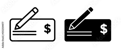 Money check vector icon symbol. illustration sign collection.