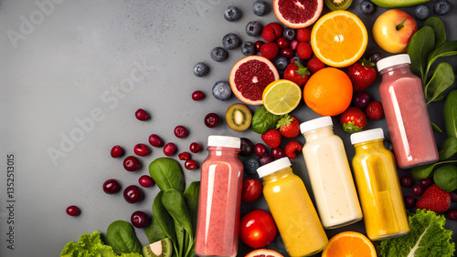 Fresh Fruit Smoothies and Juices with Healthy Ingredients