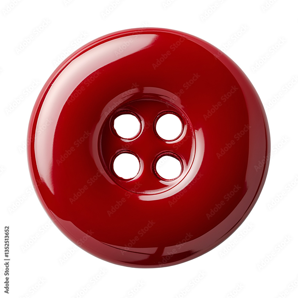 Fototapeta premium Red shiny button four holes detail close up,