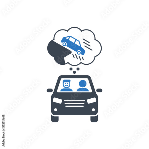 Car falling scenario icon
