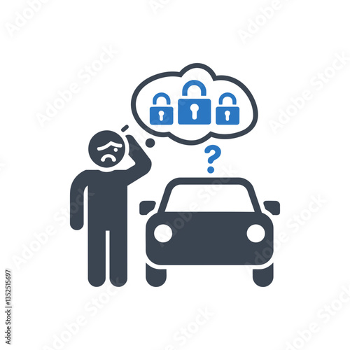 Locked car thoughts icon