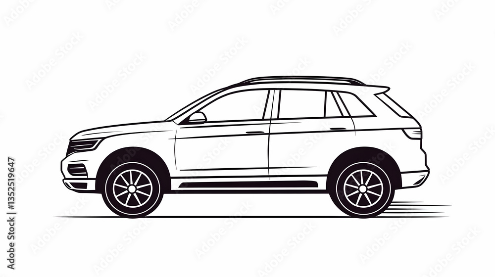 Fototapeta premium SUV car side profile illustration, motion blur background, design template