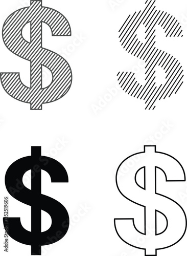 Hand drawn cartoon dollar sign illustration