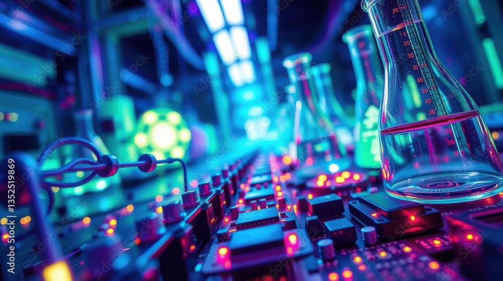 Stylized image of drug manufacturing. Enlarged image of chemical elements. Stylized image of drug manufacturing. Enlarged image of chemical elements.