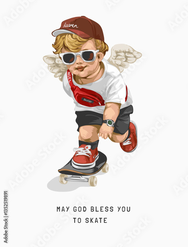 boy angel fashion skater vector illustration drawn by hand