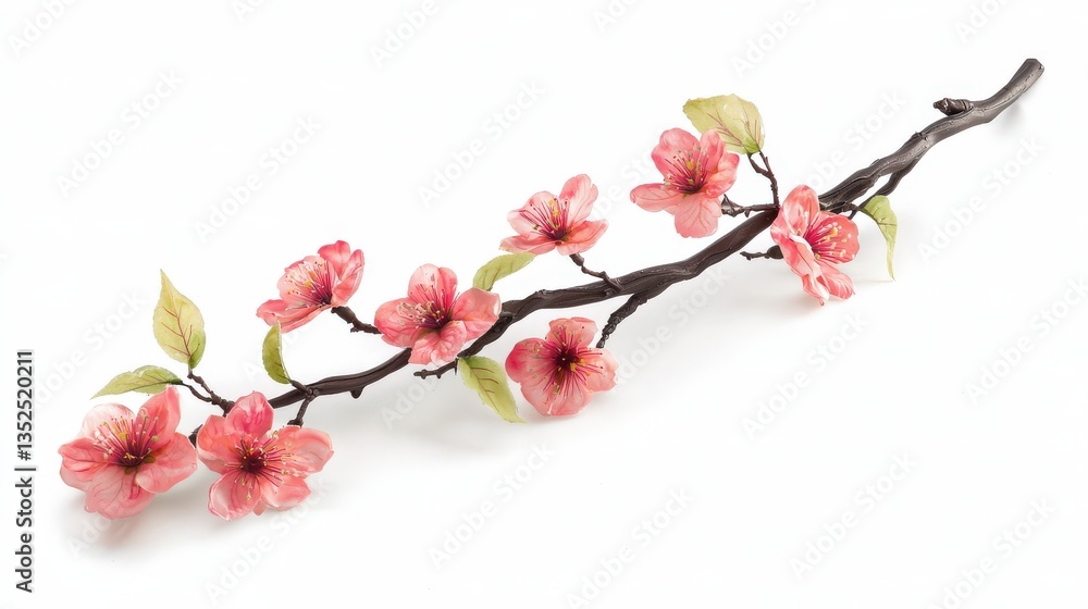 Delicate Cherry Blossom Branch with Vibrant Pink Flowers Delicate Cherry Blossom Branch with Vibrant Pink Flowers