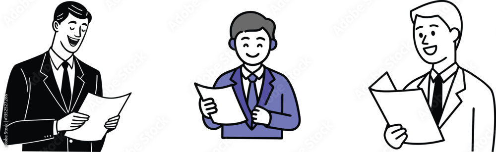 Businessmen Reading Documents Smiling, Suits, Papers, Reports, Office, Professionals, Workers, Conte Businessmen Reading Documents Smiling, Suits, Papers, Reports, Office, Professionals, Workers, Conte