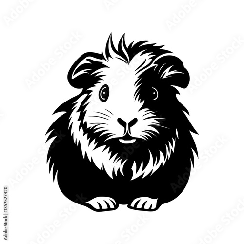 Cute Guinea Pig Illustration. Fluffy guinea pig with a sweet expression for coloring books, pet-themed designs, and creative projects