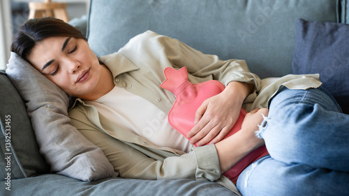 Young woman with stomach ache