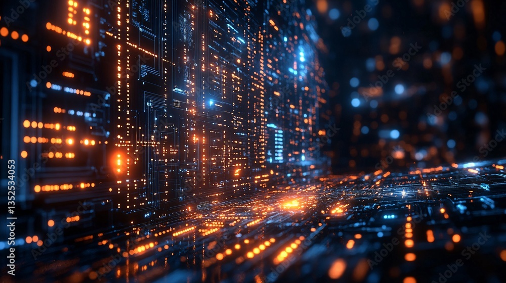 Obraz premium A futuristic depiction of Earth with a space station orbiting in the background, symbolizing the intersection of technology, sci-fi, and business. The minimalist design emphasizes the vastness of spac