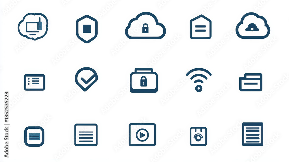 Cloud omputing. Internet technology. Online services. Data, information security. Connection. Thin line web icon set. Outline icons collection.Vector illustration. Cloud omputing. Internet technology. Online services. Data, information security. Connection. Thin line web icon set. Outline icons collection.Vector illustration.