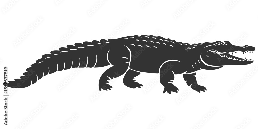 Fototapeta premium a beautiful crocodile silhoutte illustration art design with a white backraund
