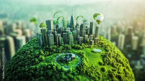 A futuristic concept of environmental technology, aligning with the sustainable development goals (SDGs) for a greener future