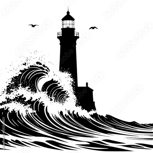 lighthouse silhouette vector illustration