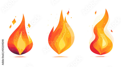 Stylized illustration of flames representing fire in modern design for creative and artistic projects