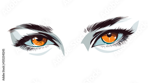 Modern illustration of captivating eyes with vibrant colors highlighting unique features and artistic flair