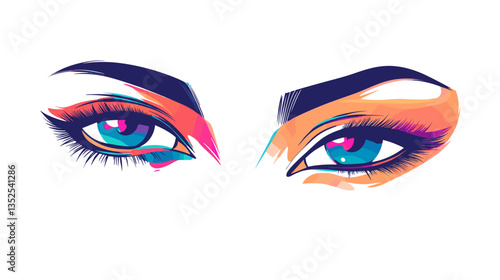 Modern illustration of vivid eyes showcasing bold colors and expressive features
