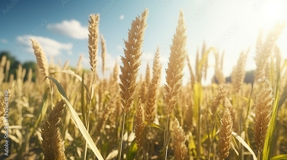 Fototapeta premium A photo of a sustainable organic millet field