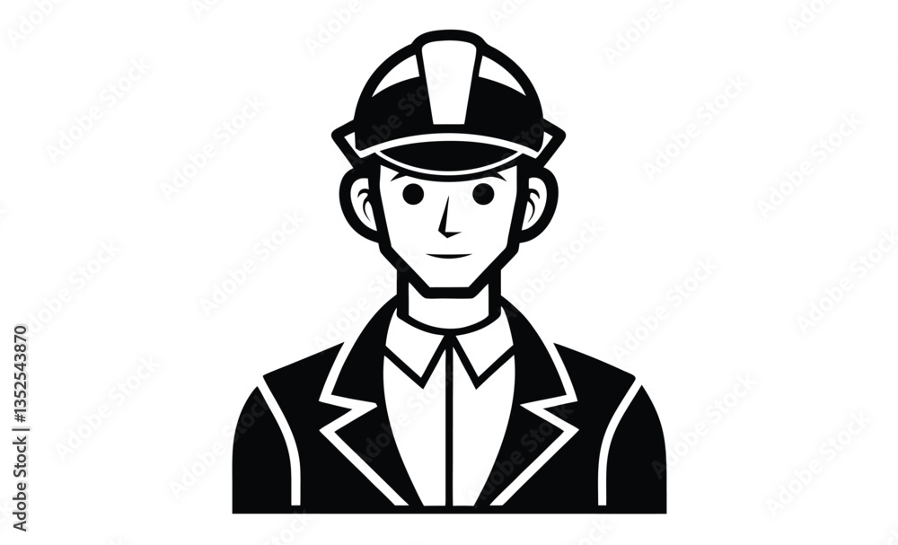 Female or male engineer silhouette with hard hat icon vector Female or male engineer silhouette with hard hat icon vector