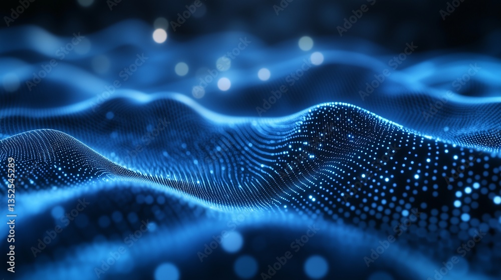 Abstract blue background of points. Cyber particles. Big data stream. Abstract technology stream background. Digital dynamic wave of dots. Network connection structure. Abstract blue background of points. Cyber particles. Big data stream. Abstract technology stream background. Digital dynamic wave of dots. Network connection structure.