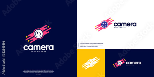 camera logo with digital concept technology, journalist, equipment, design vector template.