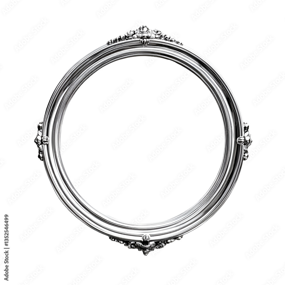 Obraz premium Elegant silver oval frame ornate design blank space