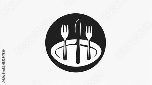 Restaurant logo design, cutlery on plate (1)