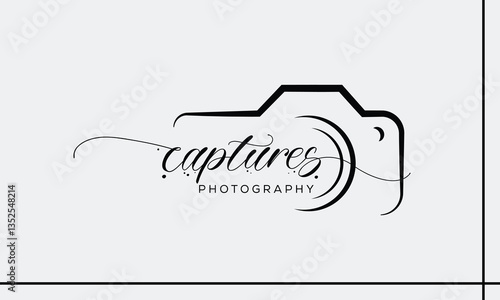 camera logo, photography logo, modern signature logo icon vector template