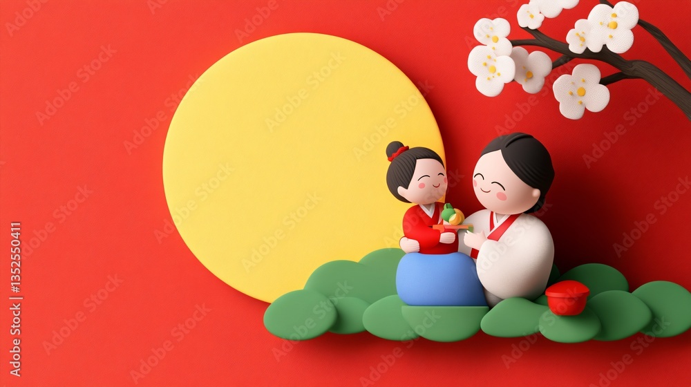 Fototapeta premium A Japanese-inspired still life photograph with cultural elements, set against a minimalist background. The image captures the essence of simplicity and freshness, with a clean aesthetic that emphasize