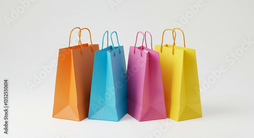 Colorful Shopping Bags Retail Sale Gift Bags Merchandise Online Shopping Bright Colors Package