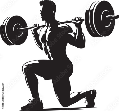 Workout silhouette fitness and Graphic vector black color silhouette