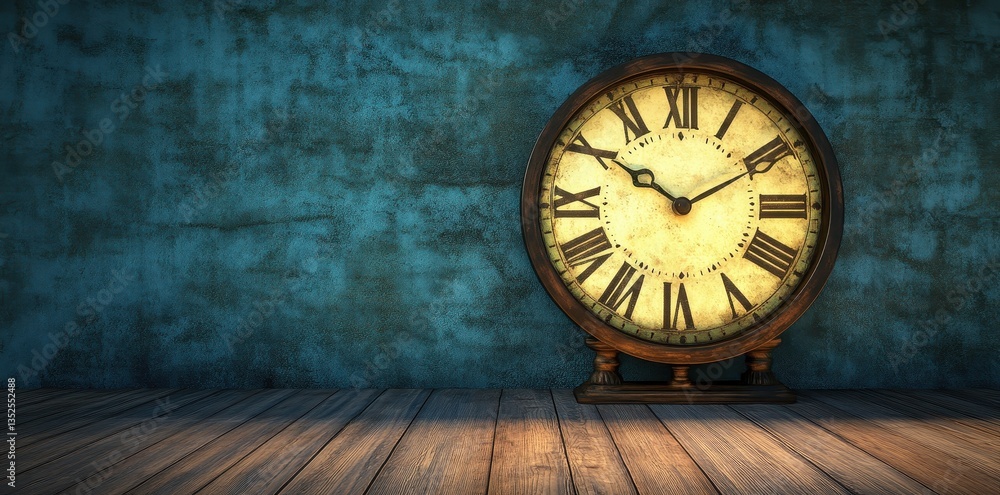 custom made wallpaper toronto digitalAn antique clock displays time against a textured teal wall background