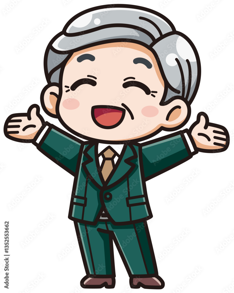 スーツを着た高齢の男性がにっこり笑って両手を大きく広げているベクターイラスト/影ハイライト付き(Vector Illustration of an Elderly Man in a Suit Smiling and Opening Arms Wide / with Shadows and Highlights) スーツを着た高齢の男性がにっこり笑って両手を大きく広げているベクターイラスト/影ハイライト付き(Vector Illustration of an Elderly Man in a Suit Smiling and Opening Arms Wide / with Shadows and Highlights)