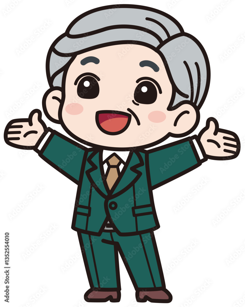 スーツを着た高齢の男性が目を開けて両手を大きく広げているベクターイラスト/影なしシンプル(Vector Illustration of an Elderly Man in a Suit with Eyes Open and Arms Wide Open / Simple with No Shadows) スーツを着た高齢の男性が目を開けて両手を大きく広げているベクターイラスト/影なしシンプル(Vector Illustration of an Elderly Man in a Suit with Eyes Open and Arms Wide Open / Simple with No Shadows)