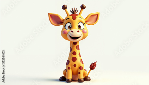 Cute Baby Giraffe Sitting with Cheerful Smile