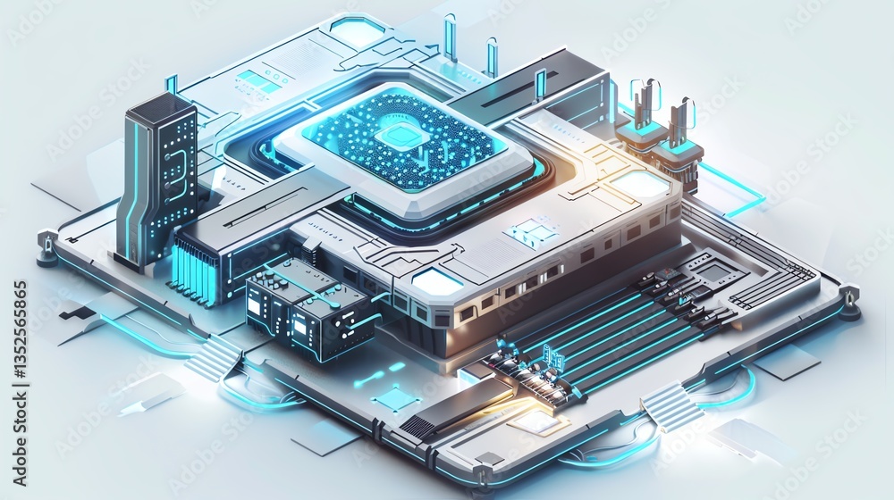 3D Vector Art of Cloud Computing Facility 3D Vector Art of Cloud Computing Facility