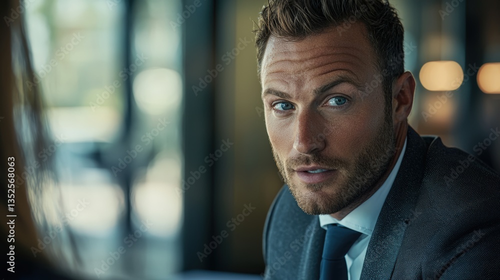 Fototapeta premium a handsome young businessman looking at his female colleague while sitting in a restaurant. 