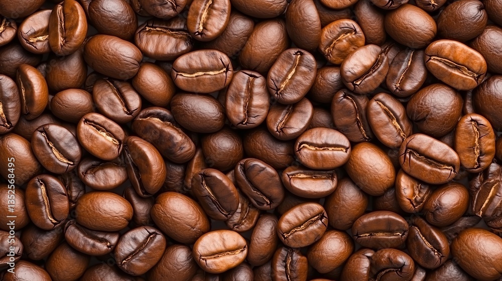 Close-up of roasted coffee beans showing rich texture and dark brown color. Close-up of roasted coffee beans showing rich texture and dark brown color.