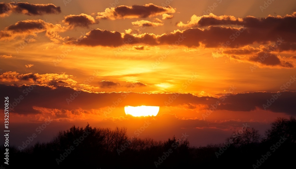 sunset cloudy sky with the orange sun sunset cloudy sky with the orange sun