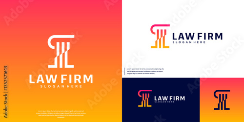 pillar logo symbol of justice, law, digital technology, vector graphic illustration.
