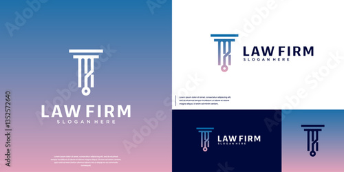 abstract law logo with technology pillar concept, justice symbol, digital, design vector illustration.