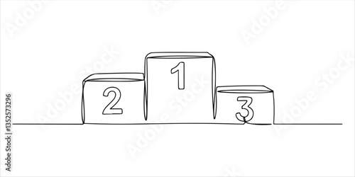 sports podium An illustration of a sports podium featuring three prize positions, representing first, second, and third place winners. The artwork is created using a continuous single line art.