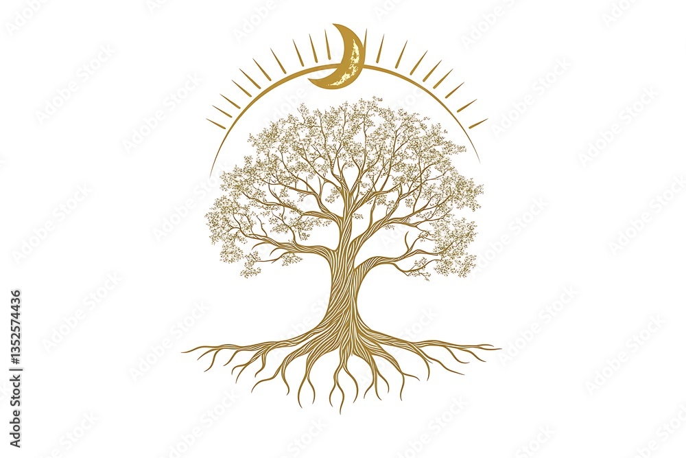 Naklejka premium Celestial Oak A Fantasy Tree Logo