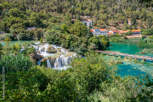 Obraz na płótnie Aerial view of KRKA Waterfalls, Croatia w salonie
