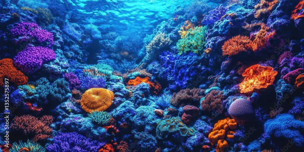 Obraz premium The Colorful Underwater Scene Features Coral Reef Formations
