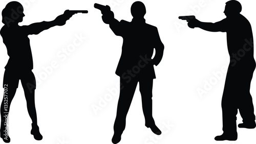 Pointing gun Shooting range icon in flat set. isolated on transparent background