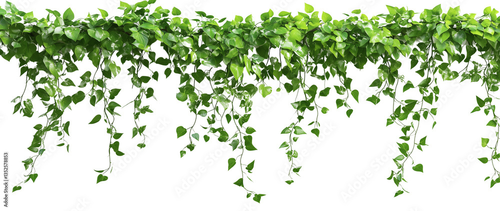 Green Hanging Vines with Leaves Isolated on Transparent Background Green Hanging Vines with Leaves Isolated on Transparent Background
