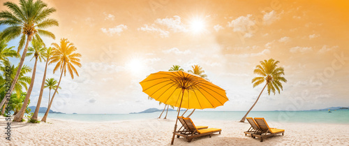 a tropical beach scene with...